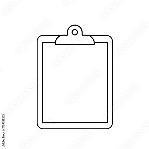 Minimalist Clipboard Outline: Clean Black Lines on Transparent Background