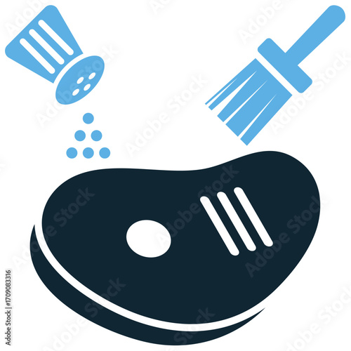 Beef marinating icon vector. Perfect for cooking, food preparation, and culinary themes. A simple, clear symbol representing the act of soaking beef in a marinade to add flavor.