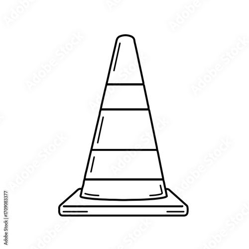 Simple Black Line Drawing of a Traffic Cone