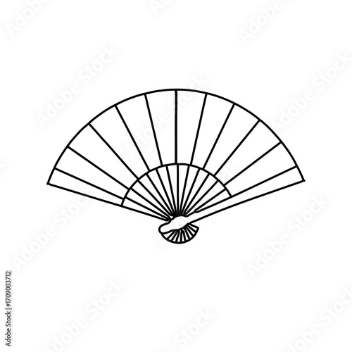 Simple Outline of a Traditional Asian Hand Fan