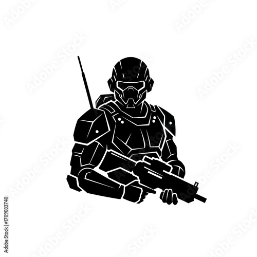 Futuristic Soldier Silhouette Design