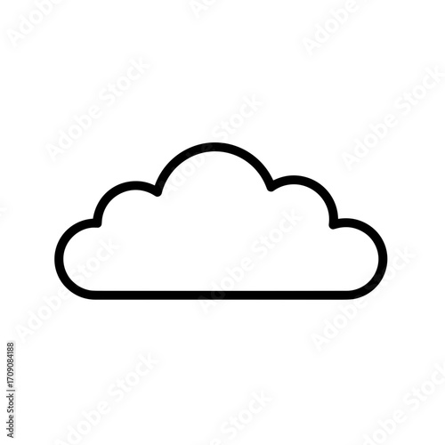Simple Black Outline of a Cumulus Cloud with Rounded Lobes and Flat Base