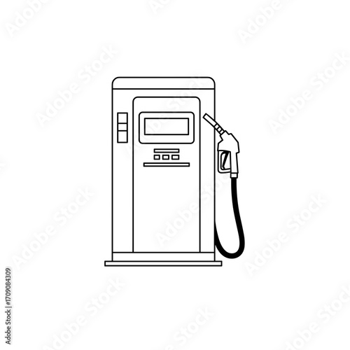 Simplified Gas Pump Outline with Nozzle and Hose Detail