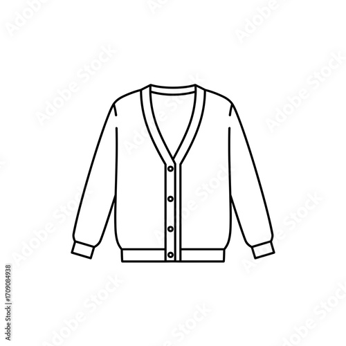 Simple Outline of a Classic V-Neck Cardigan