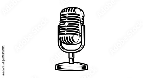 Vintage Retro Style Microphone Illustration