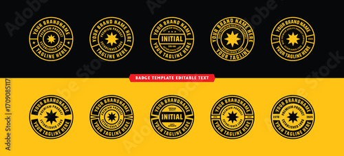 logo badge template with circle layout with text editable for clothing, sport, and apparel