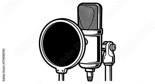 Studio Microphone and Pop Filter