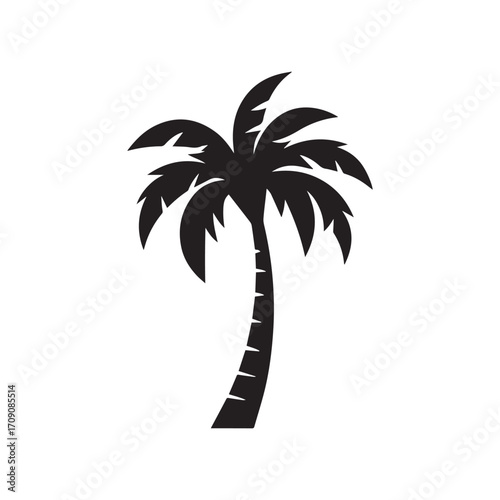 Modern tropical palm tree logo representing adventure, summer and coastal freedom