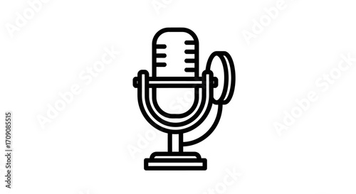Retro Microphone Vector Line Icon
