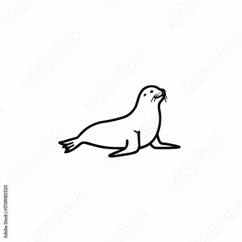 Simple Line Drawing of a Calm Sea Lion