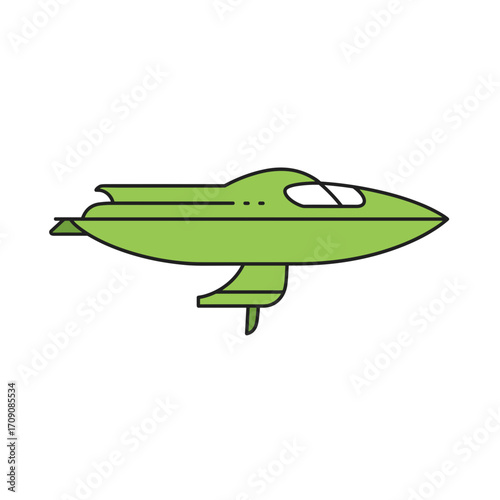 Simple Outline of a Modern Jet Ski in Lime Green