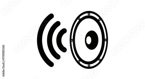 Speaker Icon: Sound Waves and Audio Device