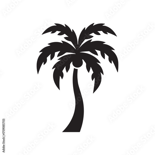 Stylish palm tree logo representing luxury tropical resort, spa and wellness retreats