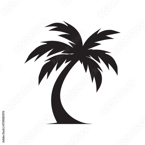Palm tree logo symbolizing luxury beach resort, sunset view and island experience