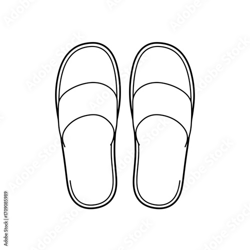 Simple Line Drawing of a Pair of Sandals Viewed from Above