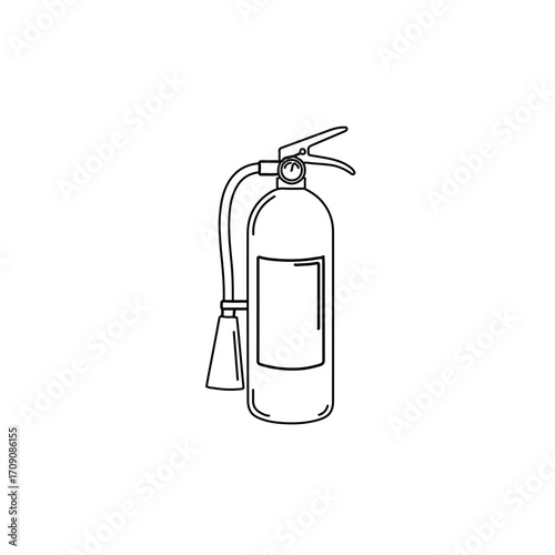 Detailed Line Art Illustration of a Fire Extinguisher for Safety