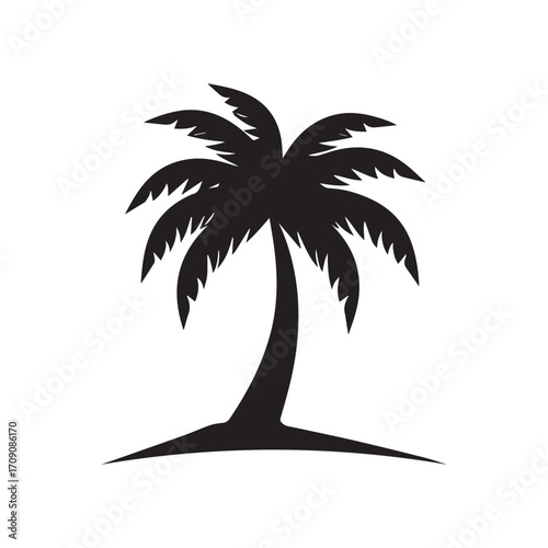 Minimal palm vector symbolizing summer relaxation and tropical island adventures