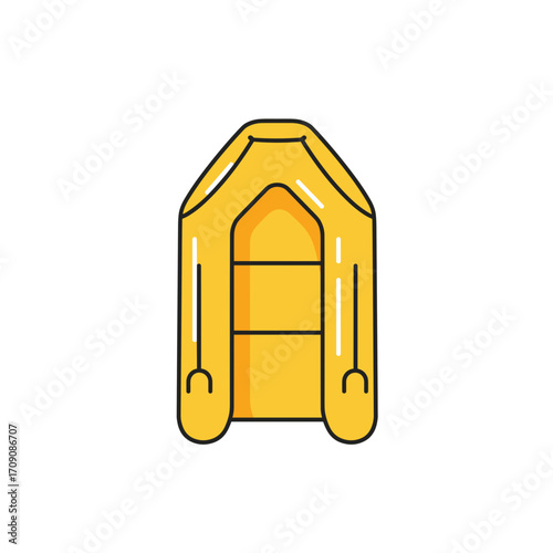 Simple Illustration of a Bright Yellow Inflatable Life Raft