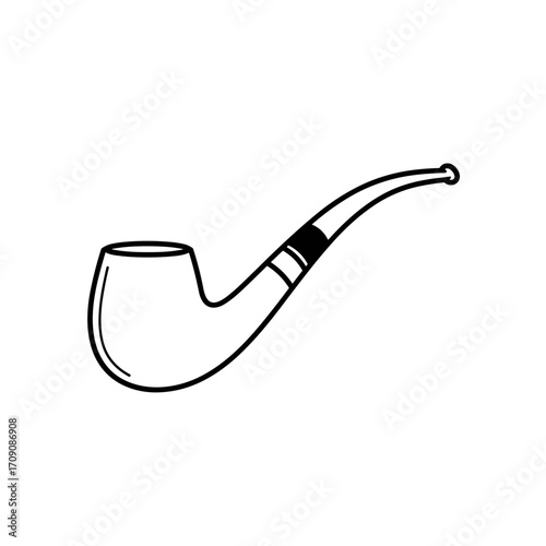 Classic Tobacco Pipe Illustration with Band Detail
