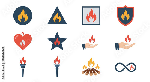 Fire Symbol Collection Vector Illustration