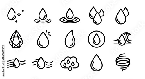 Water Drop Icons: Collection of Liquid Symbols