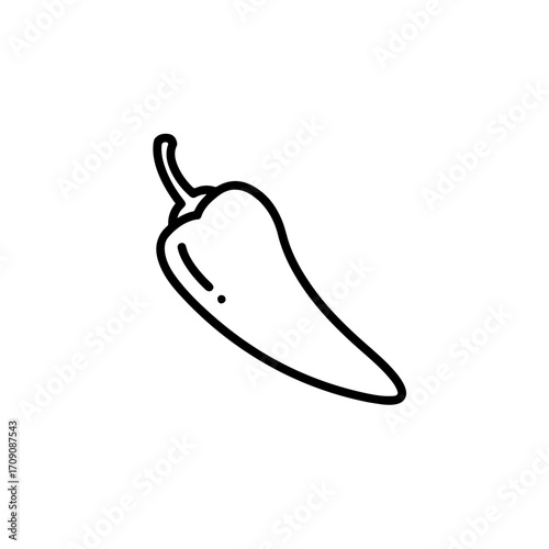 Bold Line Art Illustration of a Single Chili Pepper