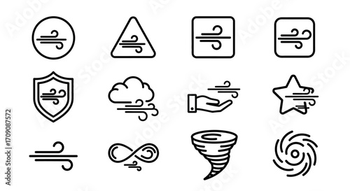 Wind Icons Set: Weather Symbols Collection
