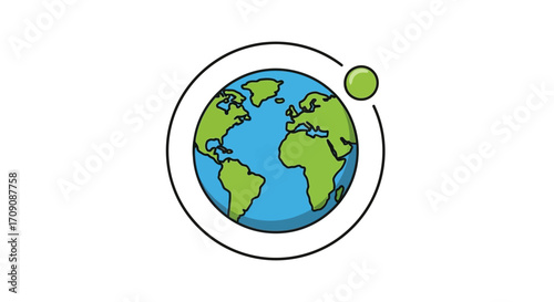 Earth Globe with Satellite Orbiting Around