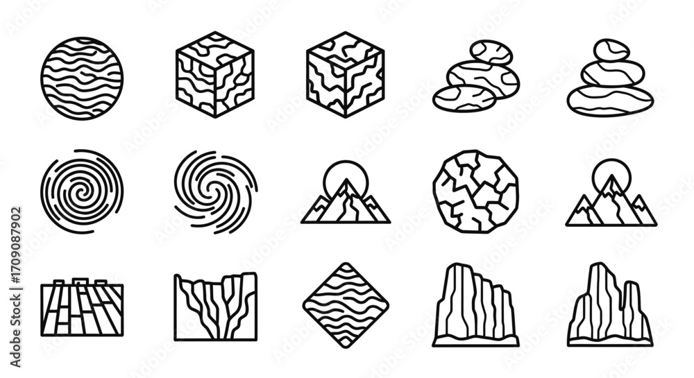 custom made wallpaper toronto digitalGeometric Nature Elements Line Icons