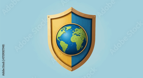 Earth Protected by Shield Concept