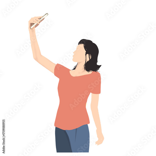 young woman holding a mobile phone taking a selfie