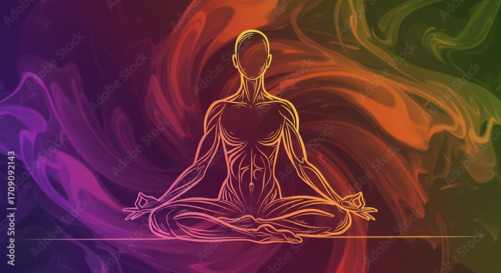Fototapeta premium Abstract figure in meditation pose