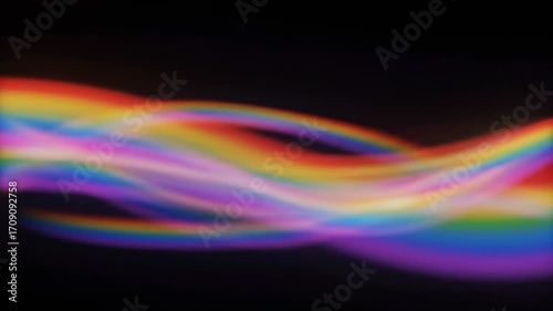 Abstract rainbow light streaks move horizontally with a smooth flow, creating a colorful and dynamically shifting seamlessly looping video background digital, presentation, video