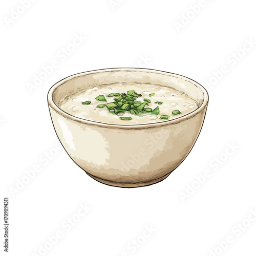 congee bowl hand drawn illustration