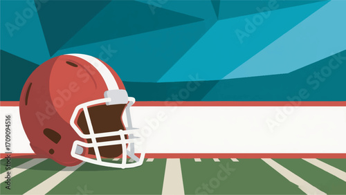 Illustration Of An American Football Sports Helmet With A Geometric Background Vector Design Template