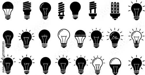 Idea lightbulb icon. Inspiration creativity lamp vector icon collection. EPS 10
