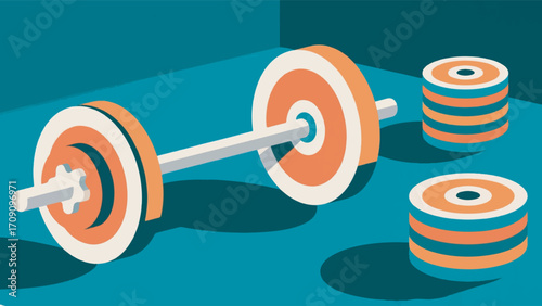 Illustration Of A Set Of Barbells With Weight Discs Vector Design Template