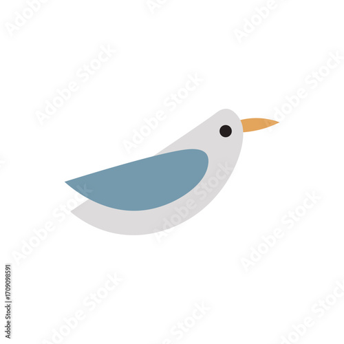 Cartoon seagull icon. Cute cartoon seagull vector, great for coastal, kids, and fun graphic projects.
