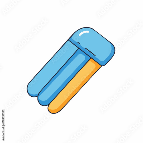 Inflatable Pool Slide Cartoon Illustration: Blue and Orange Design