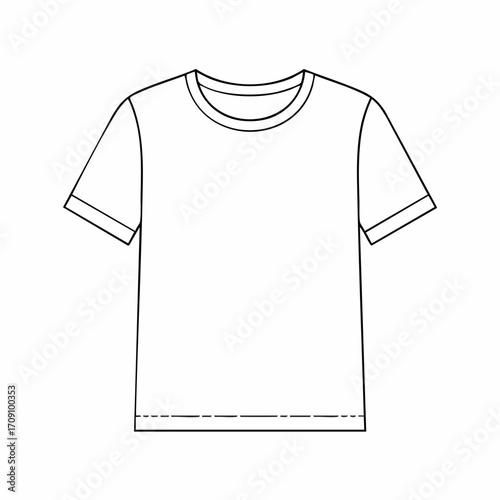 Simple Outline of a Basic White T-Shirt Design.
