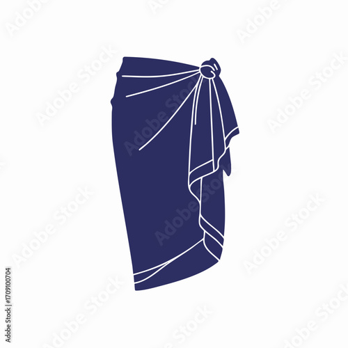 Simple Outline of a Dark Blue Sarong with Knotted Detail