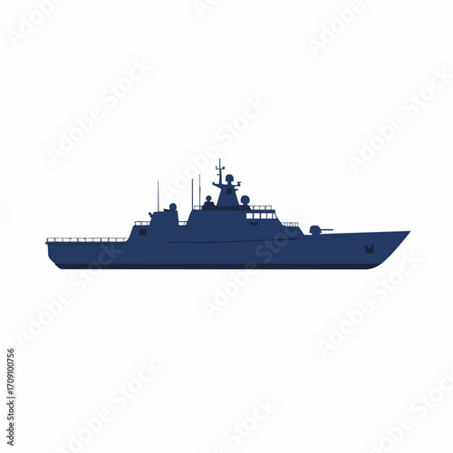 Modern Naval Warship Silhouette Depicting Military Technology and Maritime Power