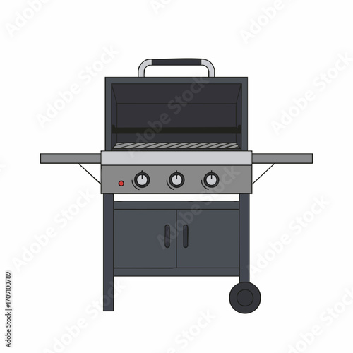Detailed Vector Illustration of a Modern Outdoor Gas Grill