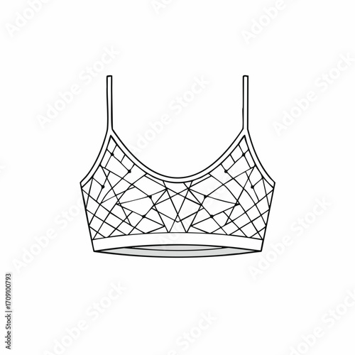 Geometric Patterned Bralette with Thin Straps and Contrasting Trim