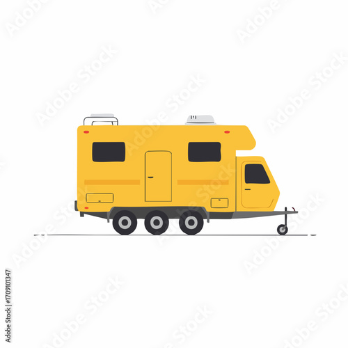 Bright Yellow Campervan Illustration Depicting Travel and Adventure Lifestyle.