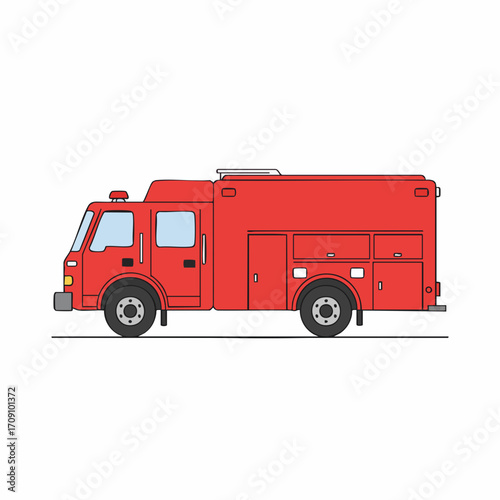 Side Profile of a Red Emergency Response Truck