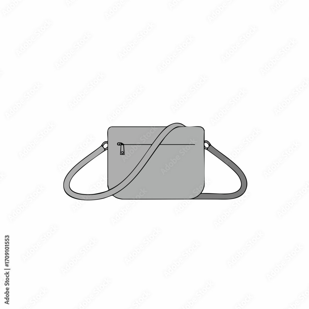 Obraz premium Minimalist gray shoulder bag with a zipper and adjustable strap illustration