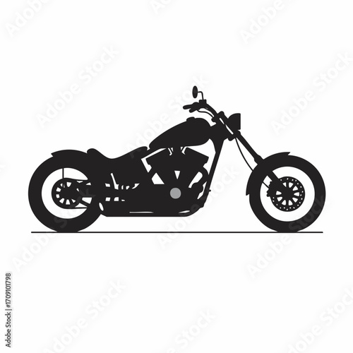 Sleek Black Chopper Motorcycle Silhouette