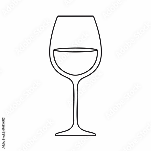 Minimalist Wine Glass Outline with Liquid, Elegant Stemware Design