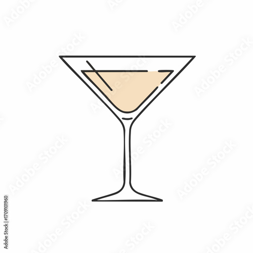 Simple Line Art Illustration of a Martini Glass